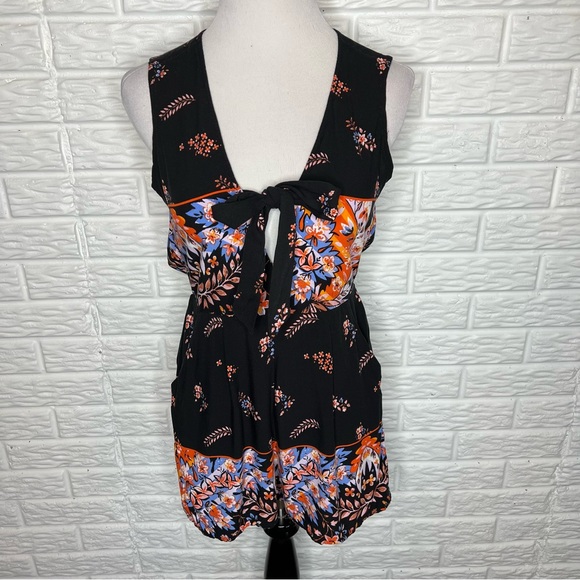 Express Pants - EXPRESS Tie Front Floral Pattern One Piece Shorts Romper Size S